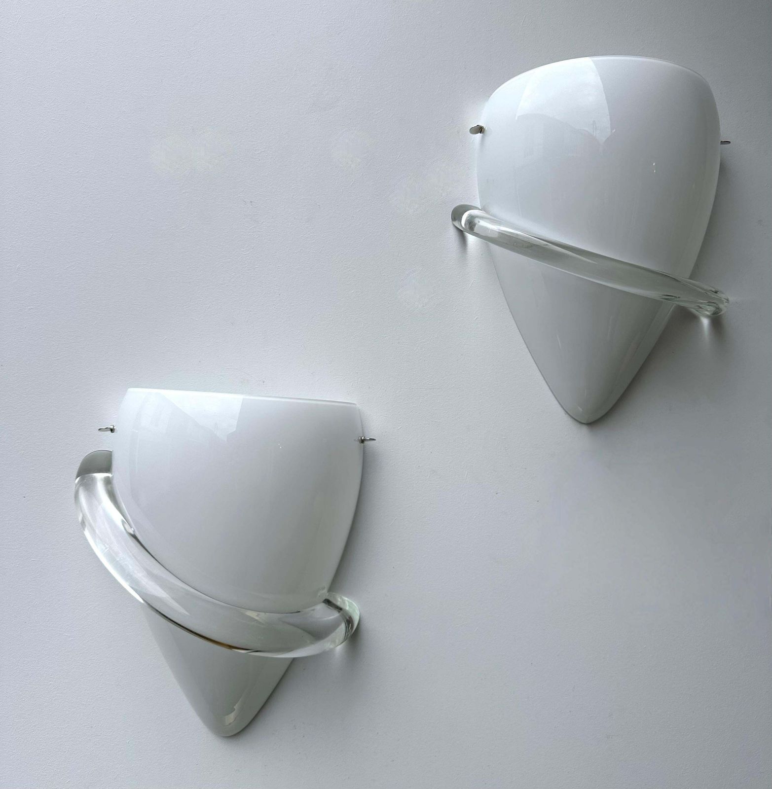 Pair Of Sconces Swan Murano Glass By Tina Aufiero For Venini, Italy, 1990s photo vinterior