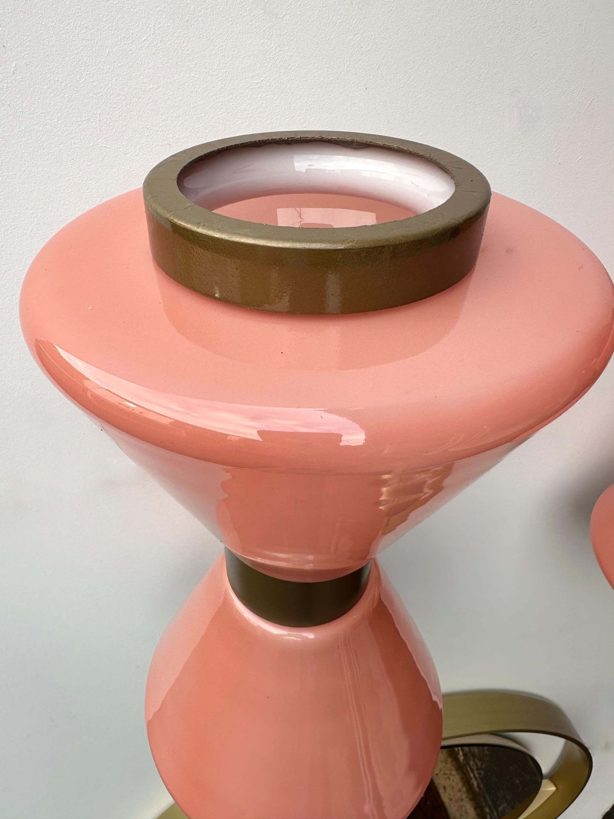 photo for sale Pair Of Diabolo Sconces Pink Murano Glass. Italy