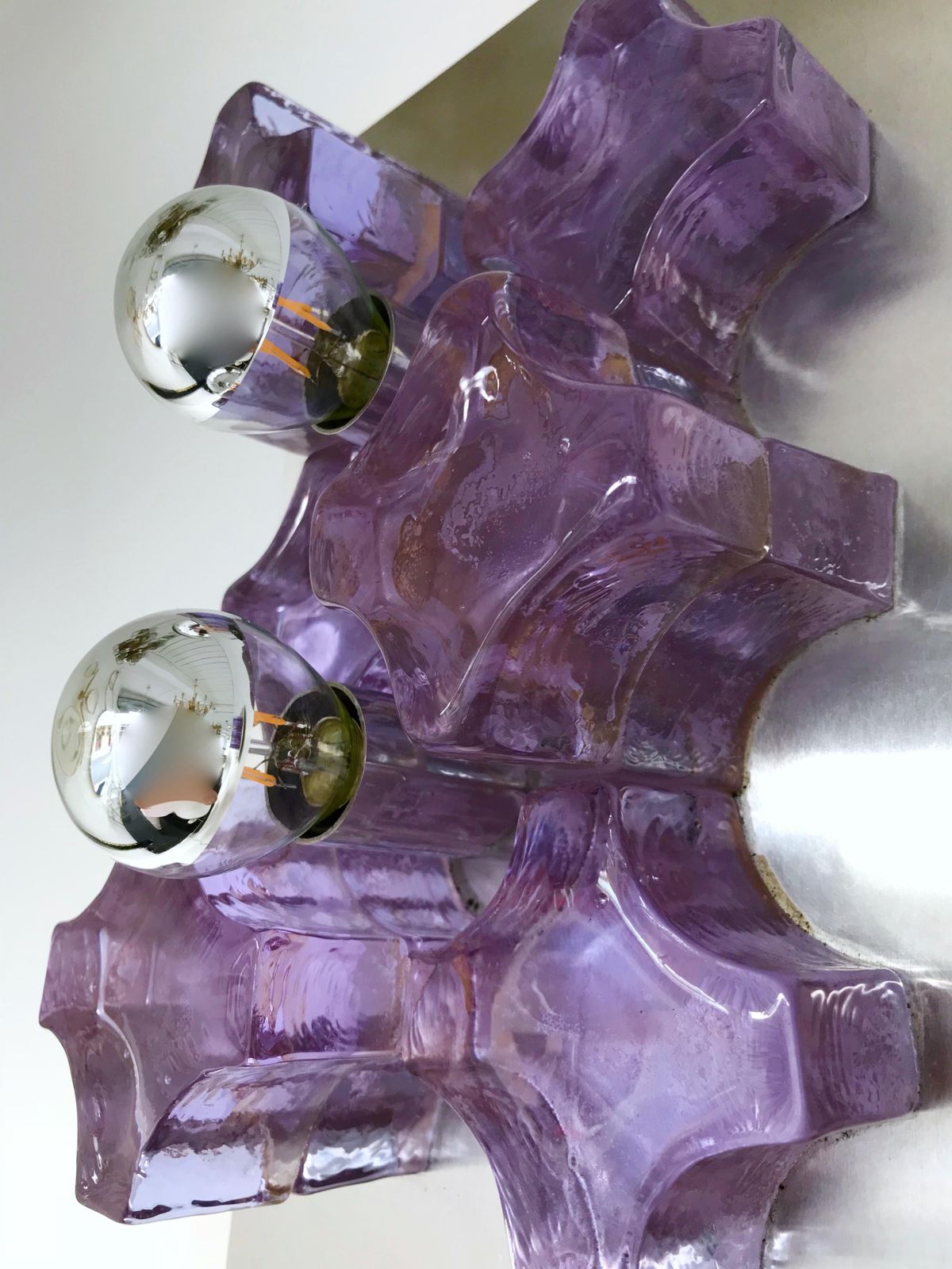 Pair Of Sconces Pressed Glass By Biancardi And Jordan Arte, Italy, 1970 photo vintage