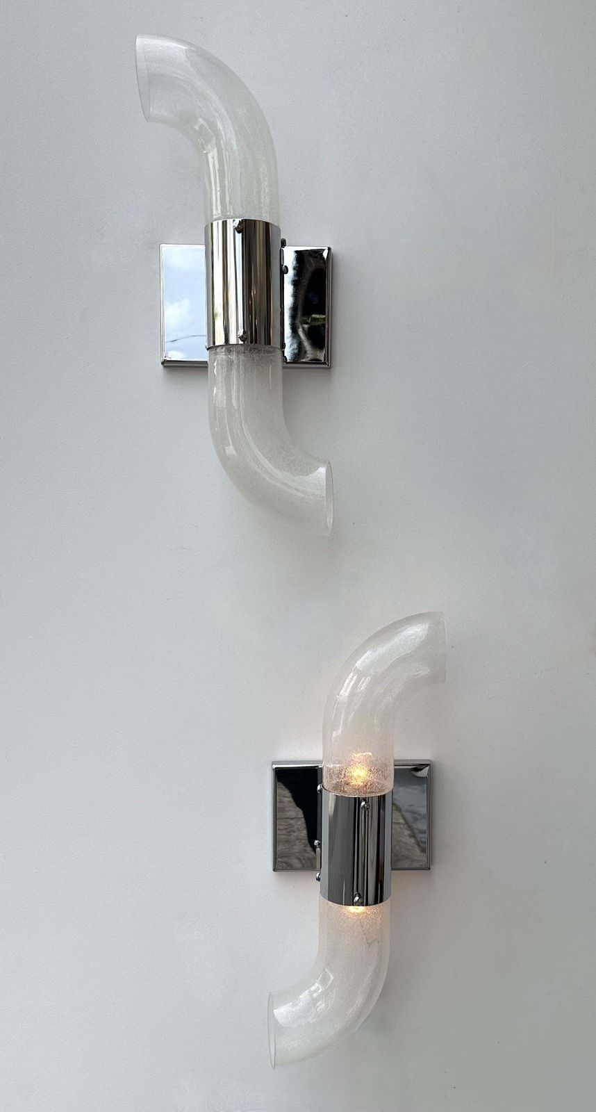 Pair Of Metal Sconces Murano Glass By Aldo Nason For Mazzega, Italy, 1970s photo furniture