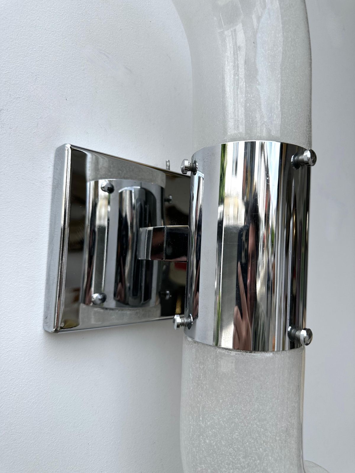 photo for sale Pair Of Metal Sconces Murano Glass By Aldo Nason For Mazzega, Italy, 1970s