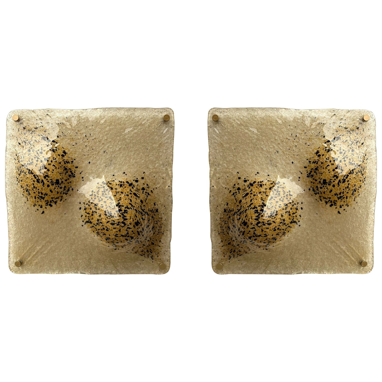 Pair Of Sconces Blumpy Murano Glass And Gilt Metal. Italy, 1970s