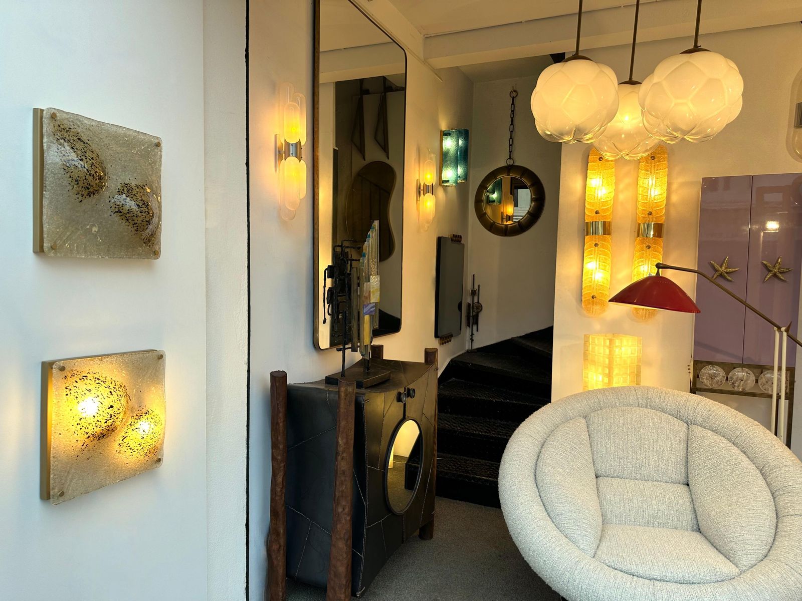 Pair Of Sconces Blumpy Murano Glass And Gilt Metal. Italy, 1970s photo vinterior