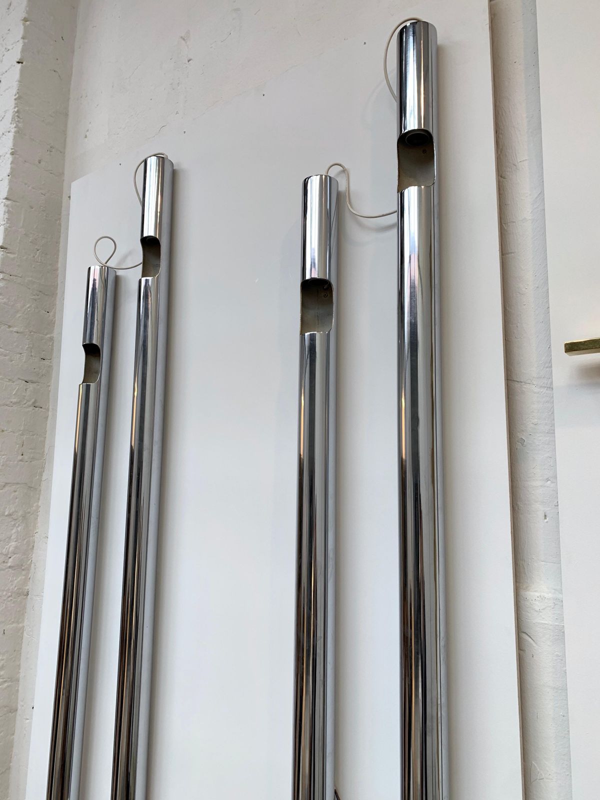 Large Pair Of Organs Metal Chrome Sconces By Reggiani, Italy, 1970s photo furniture