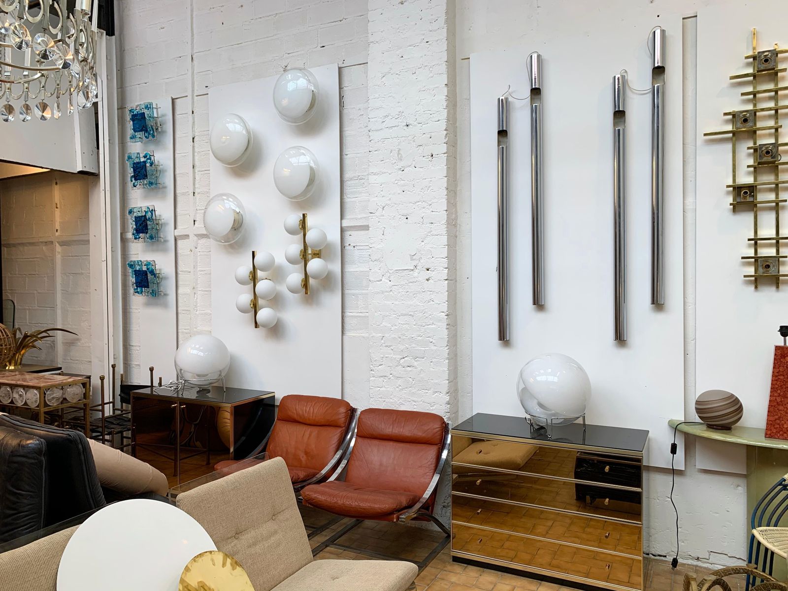 Large Pair Of Organs Metal Chrome Sconces By Reggiani, Italy, 1970s photo buy