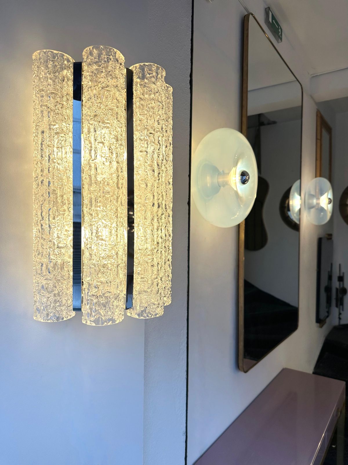 Pair Of Glass Tube And Metal Chrome Sconces By Doria Leuchten. Germany, 1970s photo Lighting