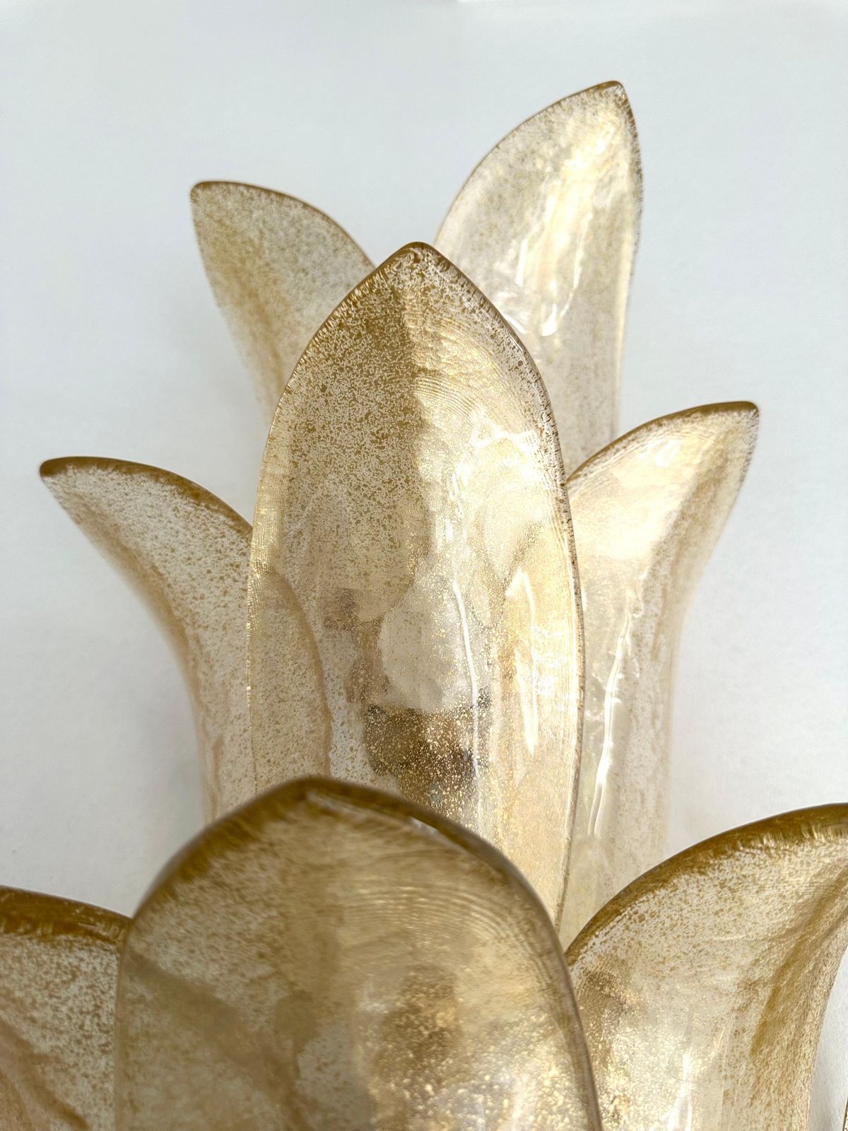 photo vinterior Contemporary Pair Of Brass And Gilt Murano Glass Palm Tree Sconces, Italy