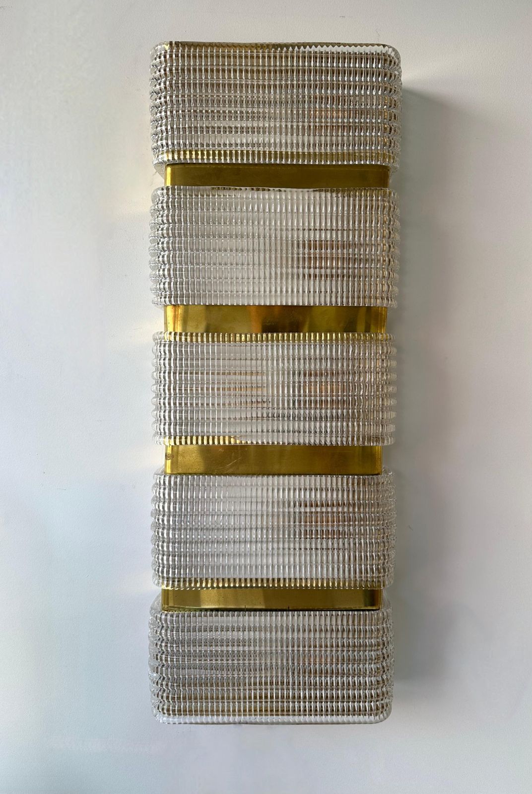 Contemporary Pair Of Brass And Murano Glass Sconces, Italy photo vinterior