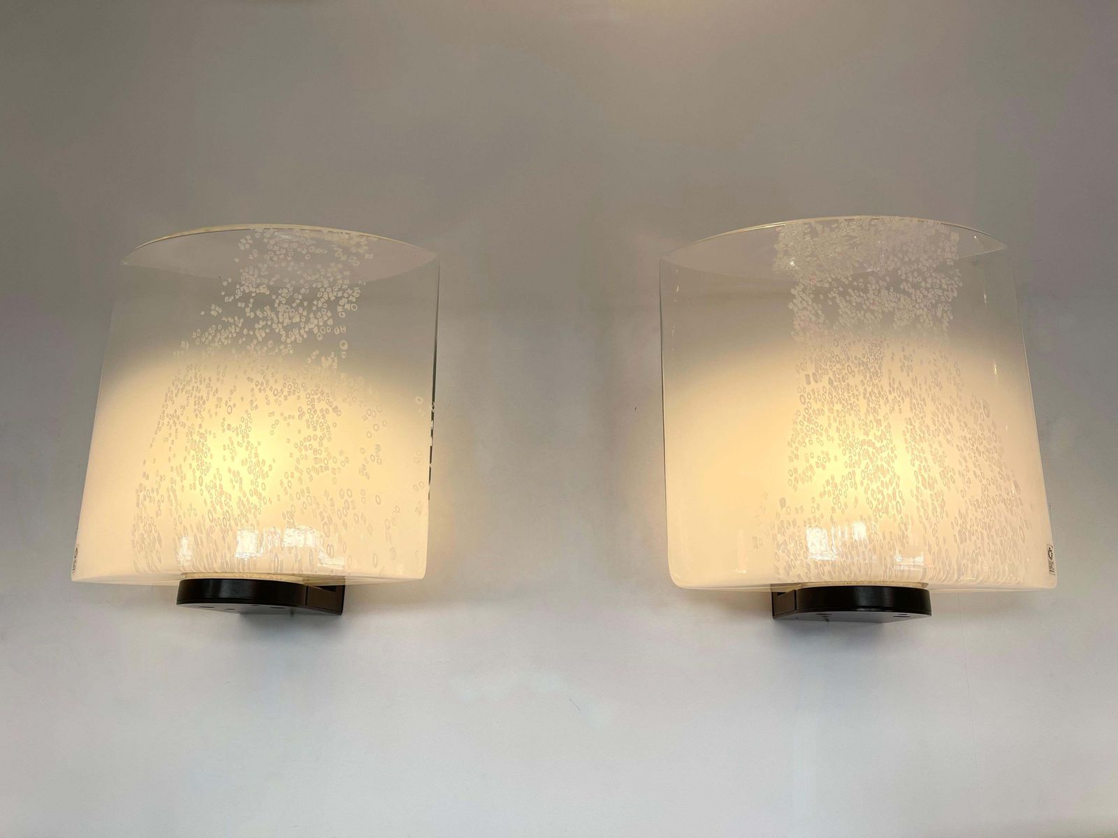 photo furniture Pair Of Bubble Murano Glass And Metal Sconces By Leucos, Italy, 1970s