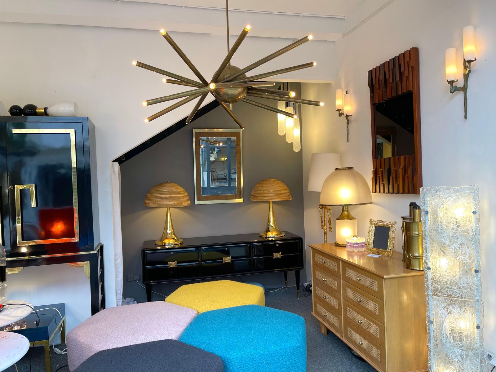 photo for sale Pair Of Gilt Bronze And Opaline Glass Sconces By Maison Arlus, France, 1960s