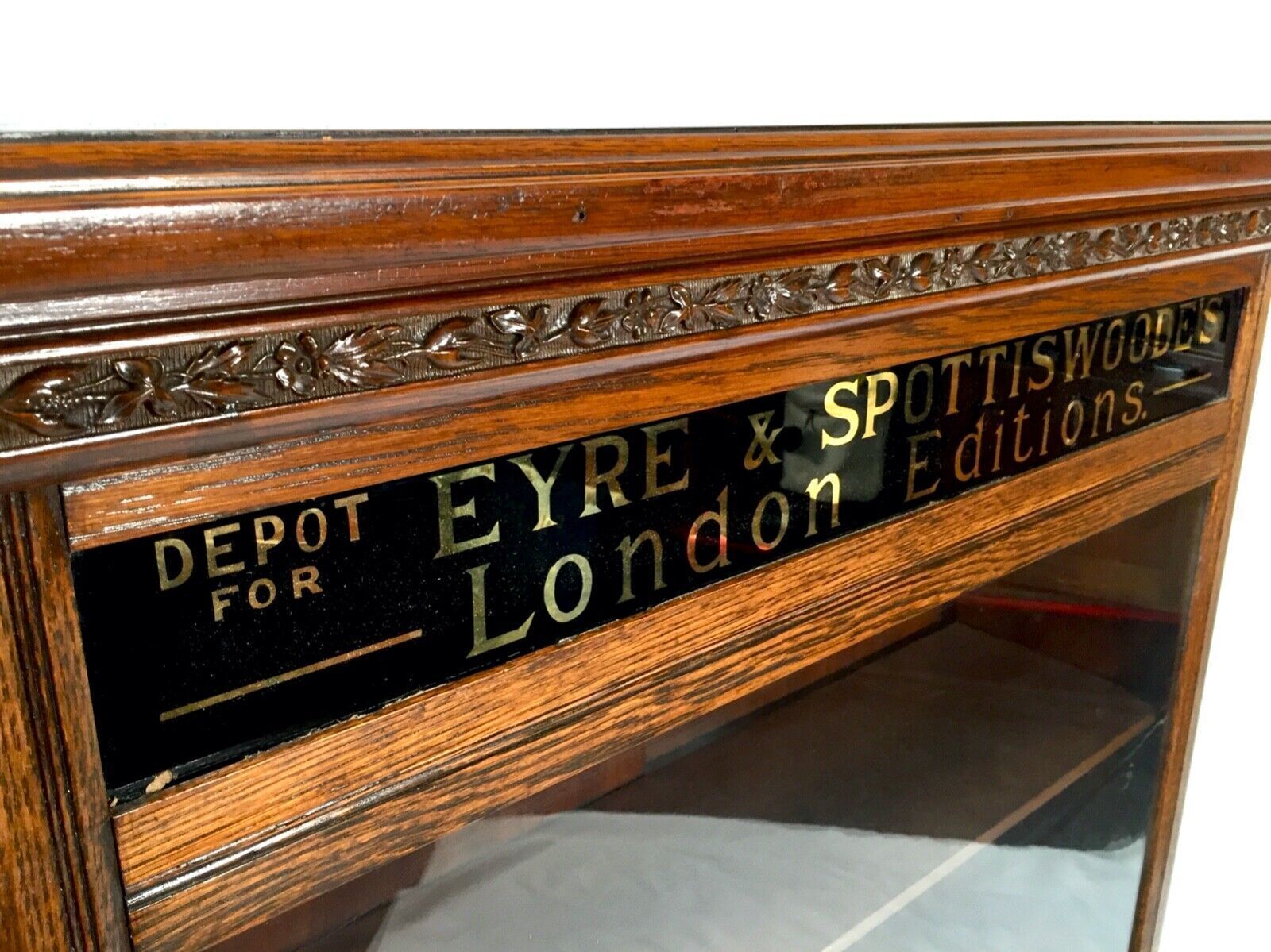 Antique Advertising Shop Display Cabinet Bookcase For Eyre & Spottiswoode C.1900 photo vinterior