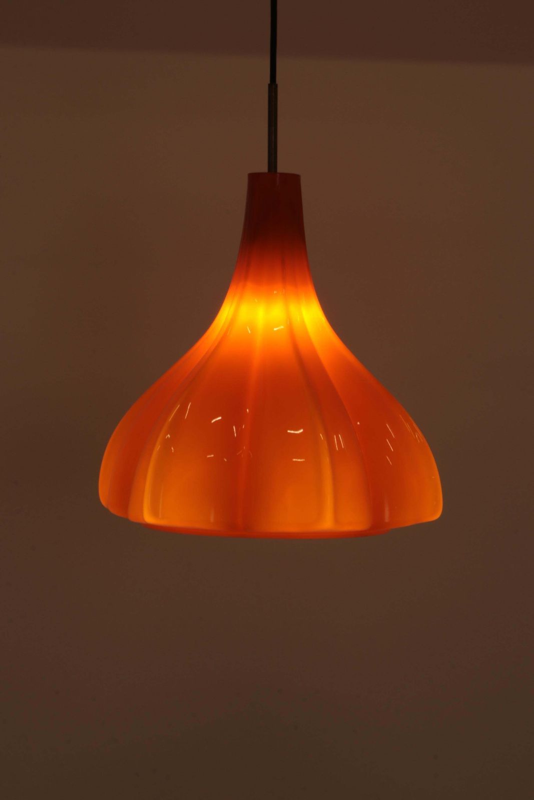 Vintage Orange Glass Pendant Lamp By Peill And Putzler, 1960 photo for sale