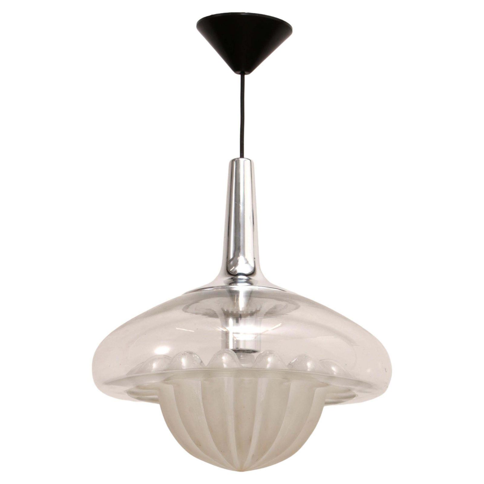 Vintage Glass Hanging Lamp By Peill & Putzler, Circa 1960