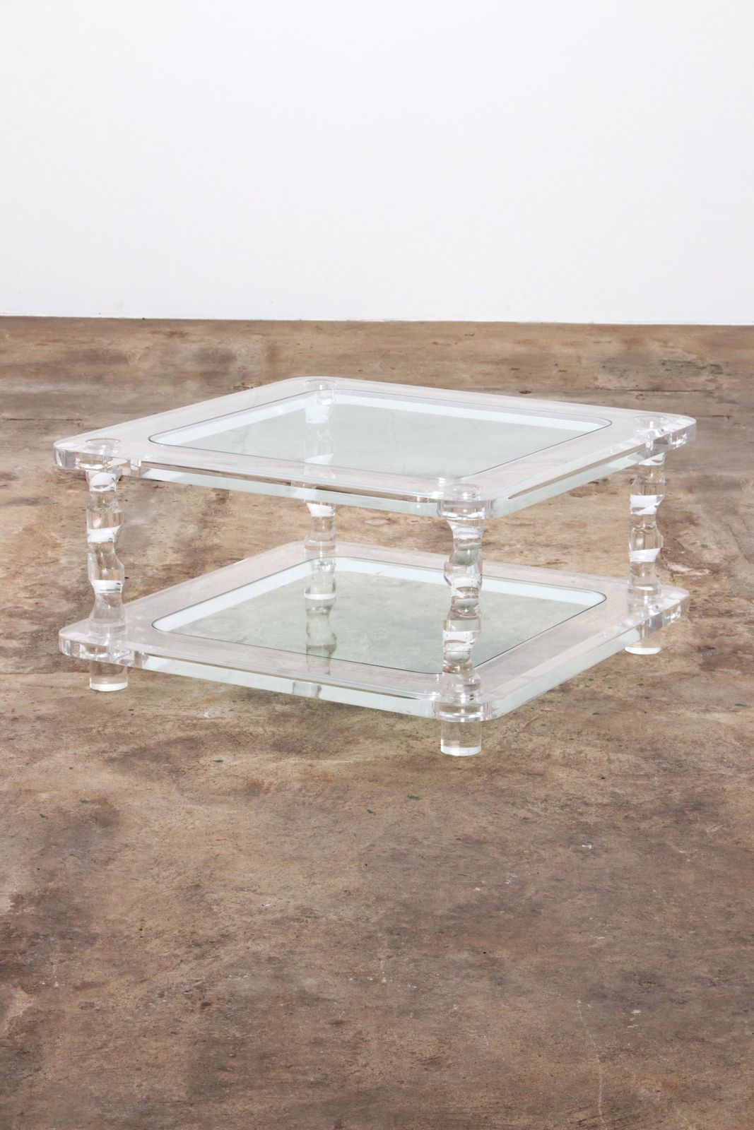 French Coffee Table Lucite And Glass Maison Romeo, 1970s photo furniture