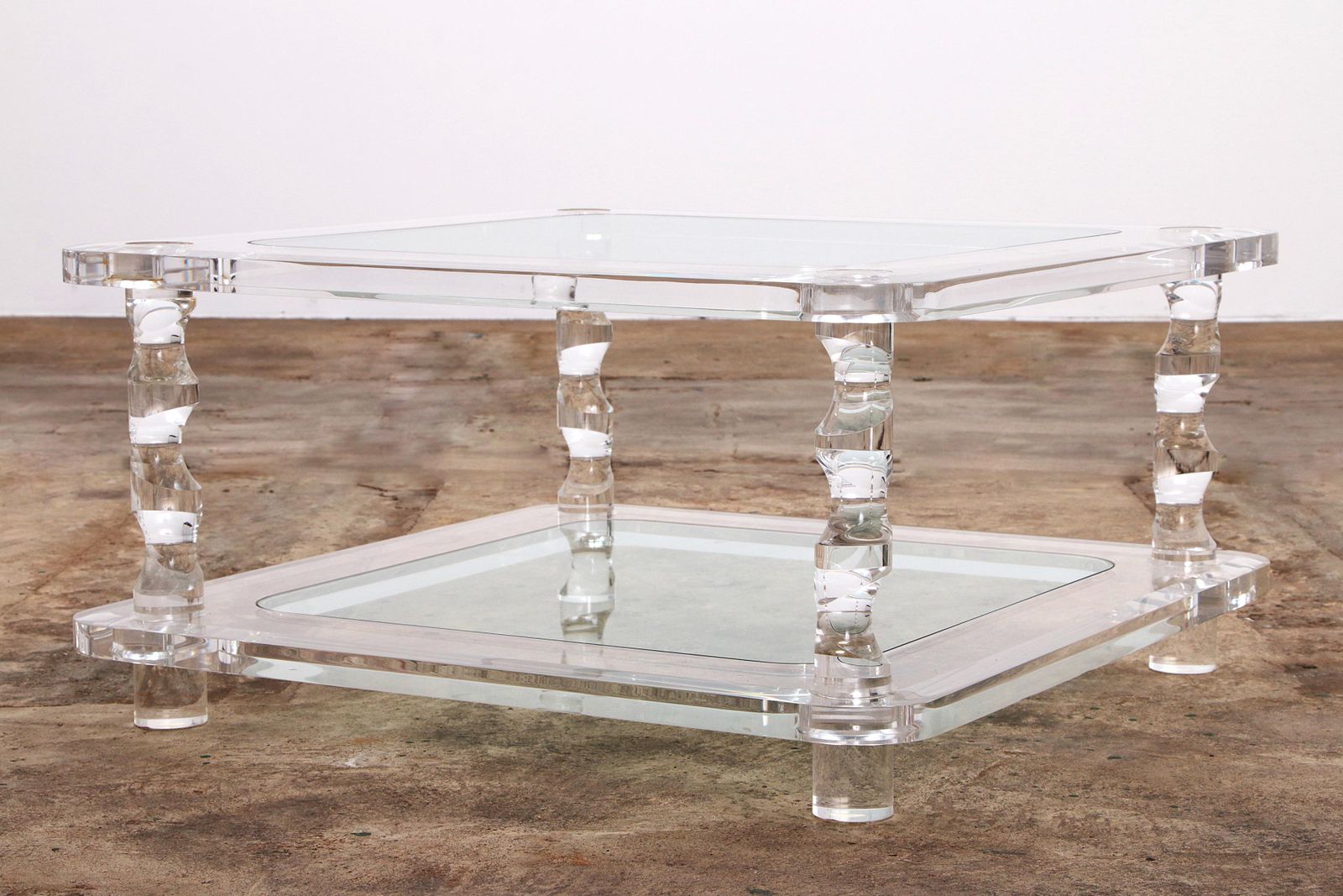 French Coffee Table Lucite And Glass Maison Romeo, 1970s photo Furniture