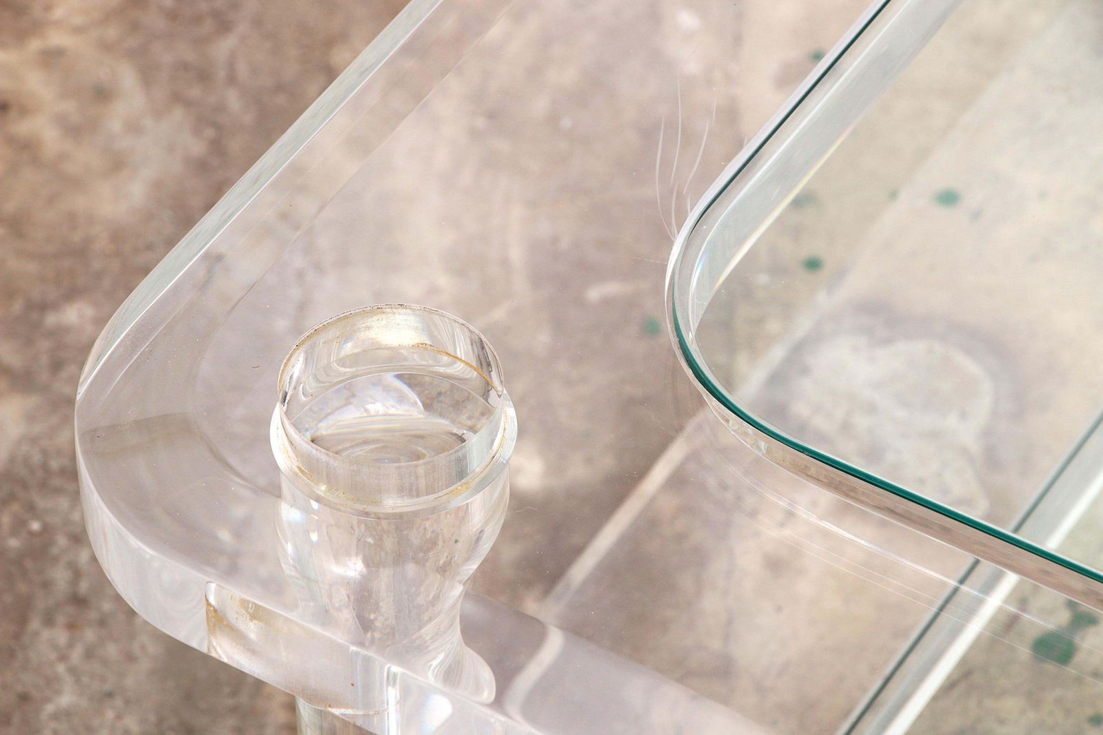 French Coffee Table Lucite And Glass Maison Romeo, 1970s photo vinterior