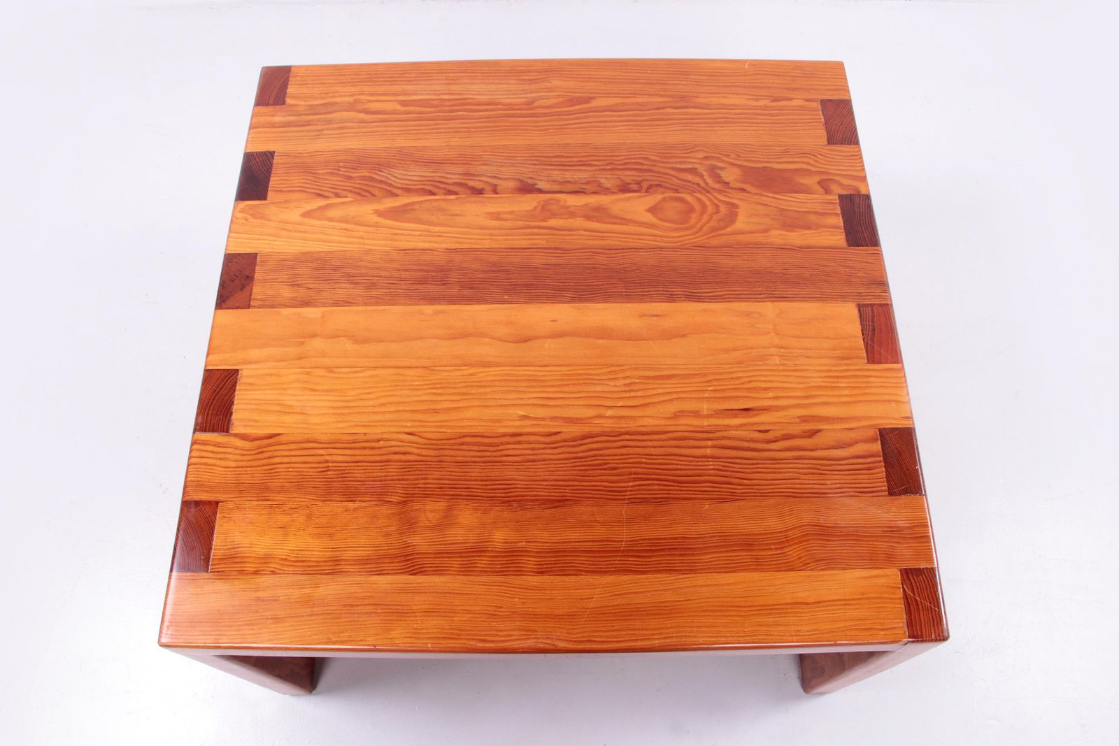 Furniture Brutalist Pine Wood French Coffee Table, 1970 France photo