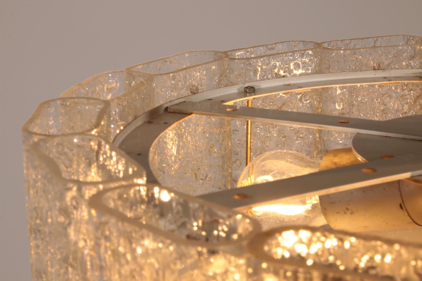 1069.0 "Doria Leuchten Ice Glass Hanging Lamp With Relief Glass Cylinders, 1960s" photo