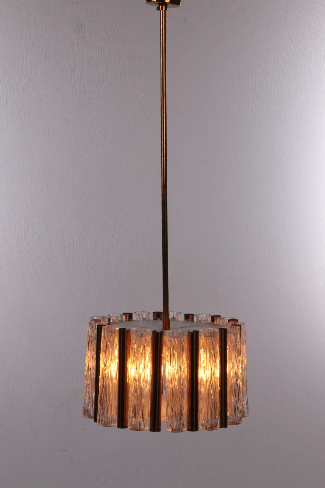 Vintage Crystal Ice Glass Round Chandelier By Kaiser Leuchten, 60s photo furniture