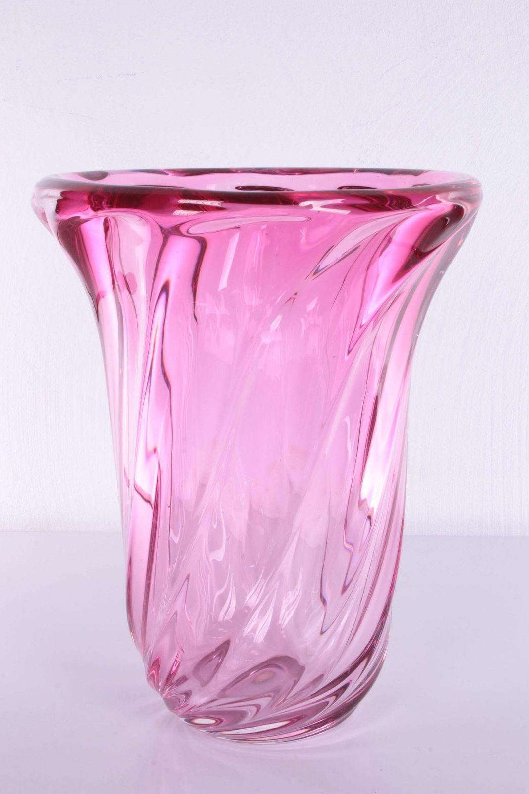 Large Vintage Val St. Lambert Crystal Vase Cranberry photo furniture
