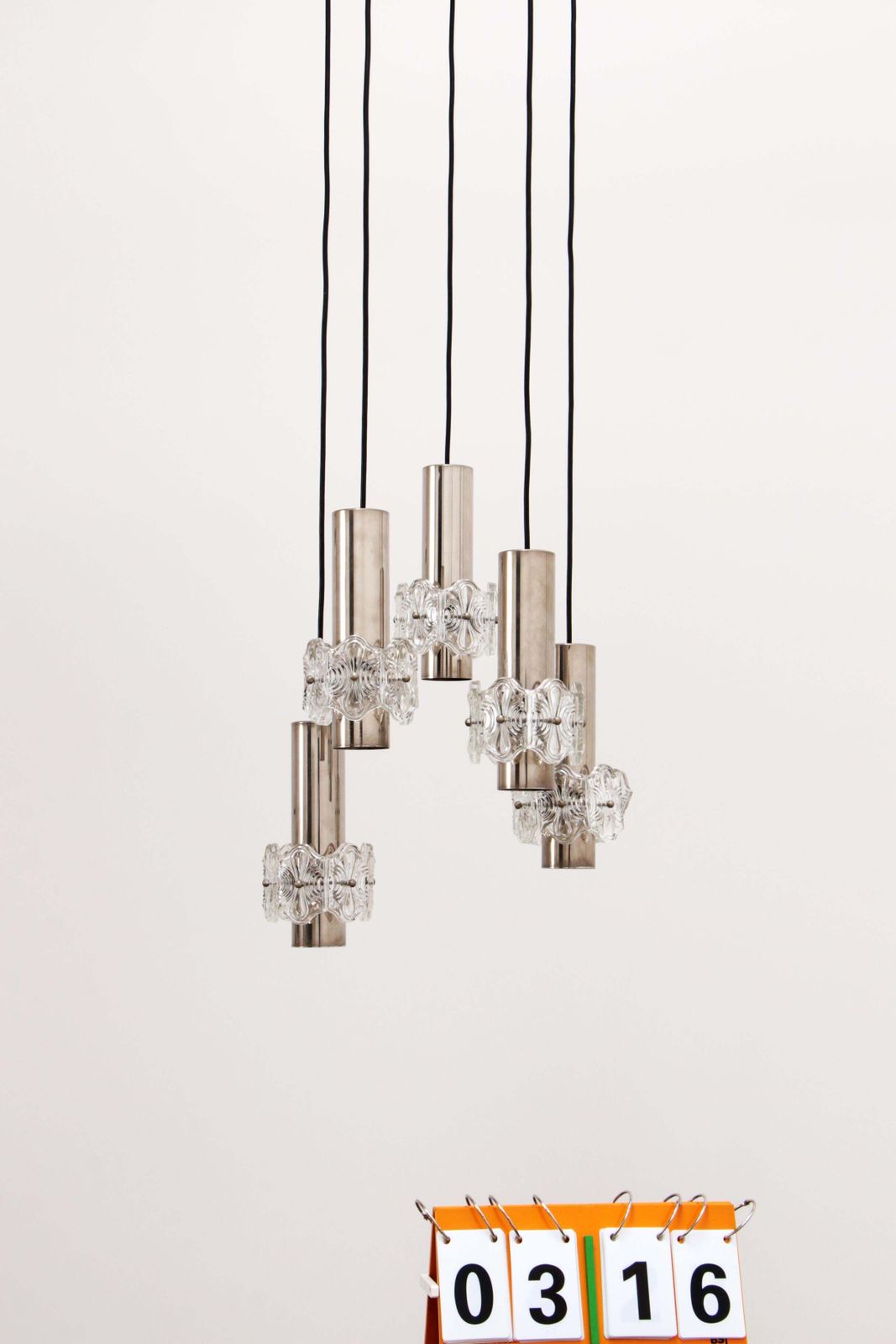 photo buy Vintage Chandelier Cascade Hanging Lamp With 5 Lamps, 1960