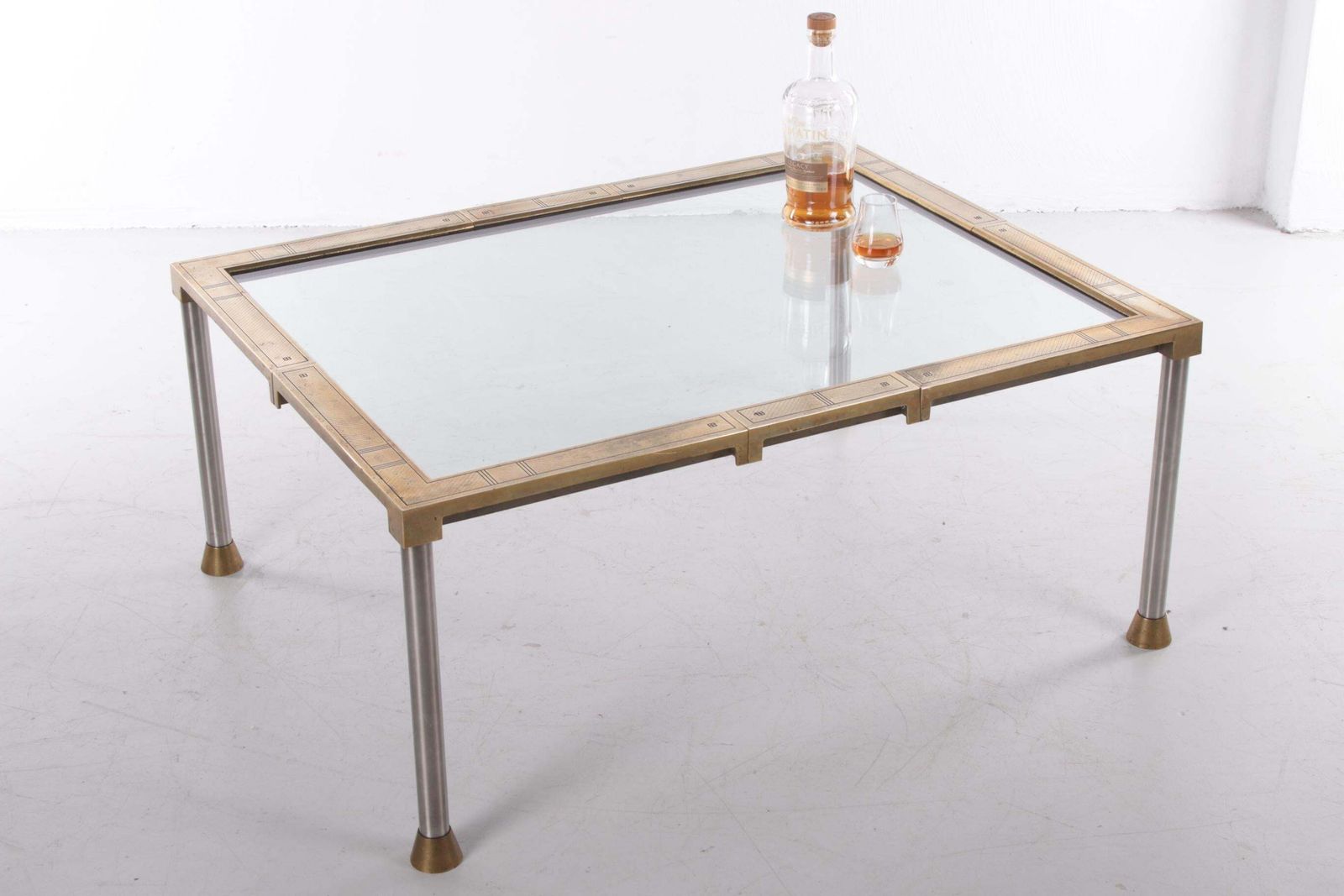 Very Rare Peter Ghyczy Brass And Glass Coffee Or Salon Table Rare Model 1970 photo Furniture