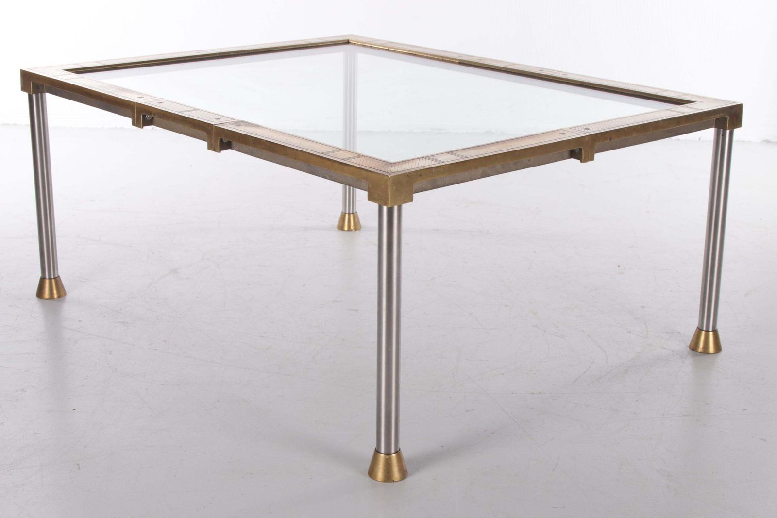 Very Rare Peter Ghyczy Brass And Glass Coffee Or Salon Table Rare Model 1970 photo buy