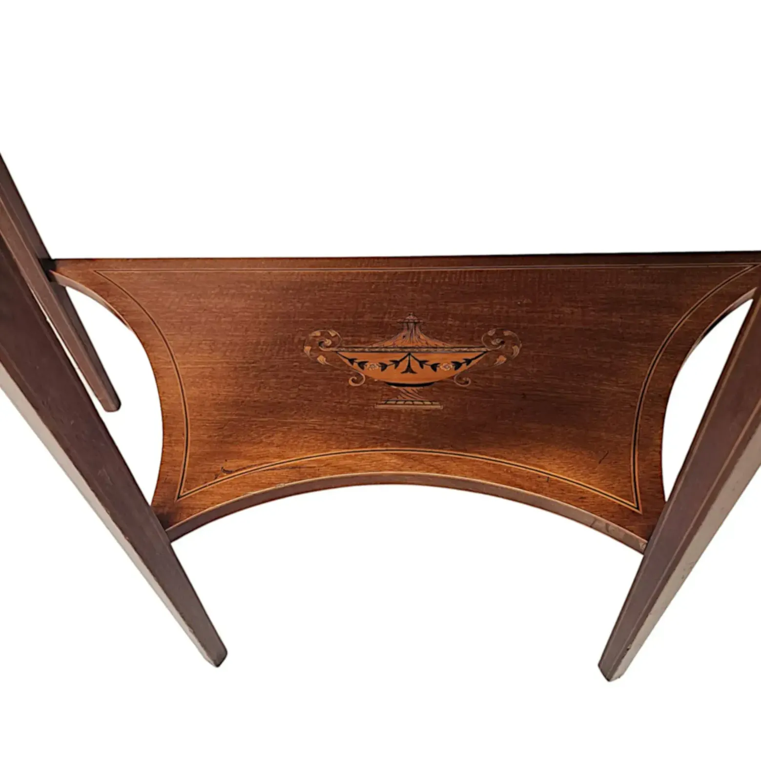 A Very Rare Edwardian Marquetry Inlaid Demilune Hall Or Console Table Attributed To London Maker 'Edward And Roberts' photo vintage