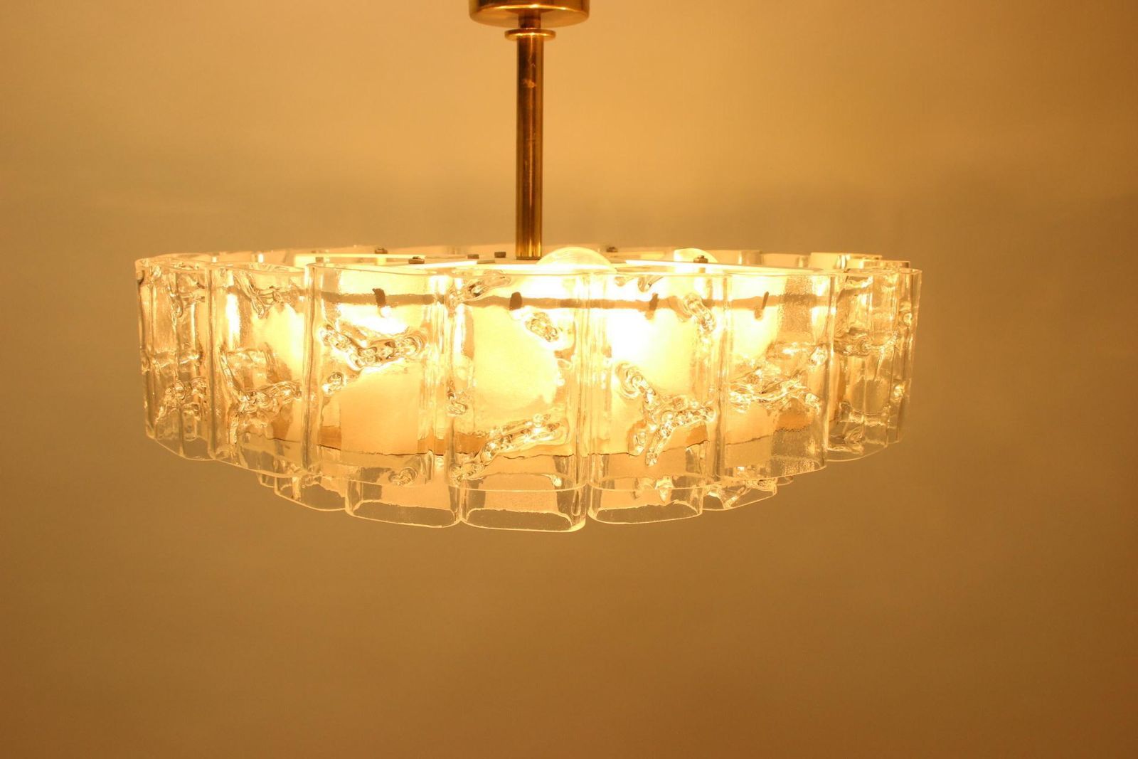 Doria Leuchten Mid Century Brass & Crystal Chandelier 1960 Set Off 2 Pice photo buy