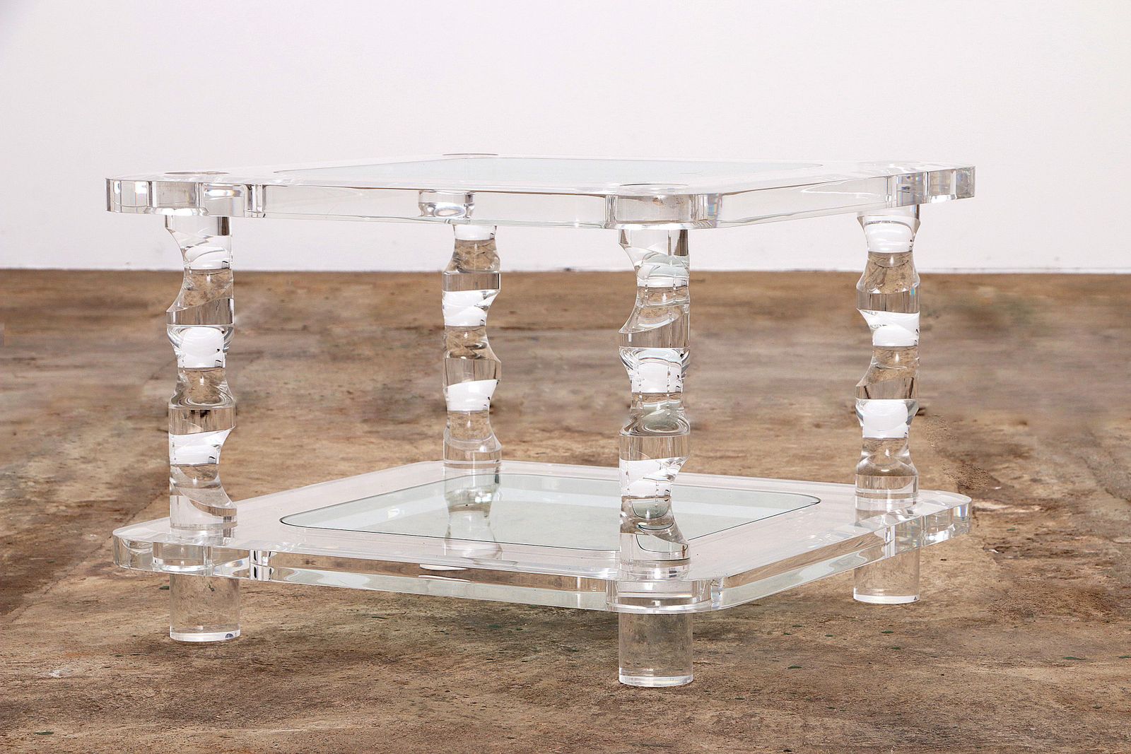 French Coffee Table Lucite And Glass Maison Romeo, 1970s photo furniture