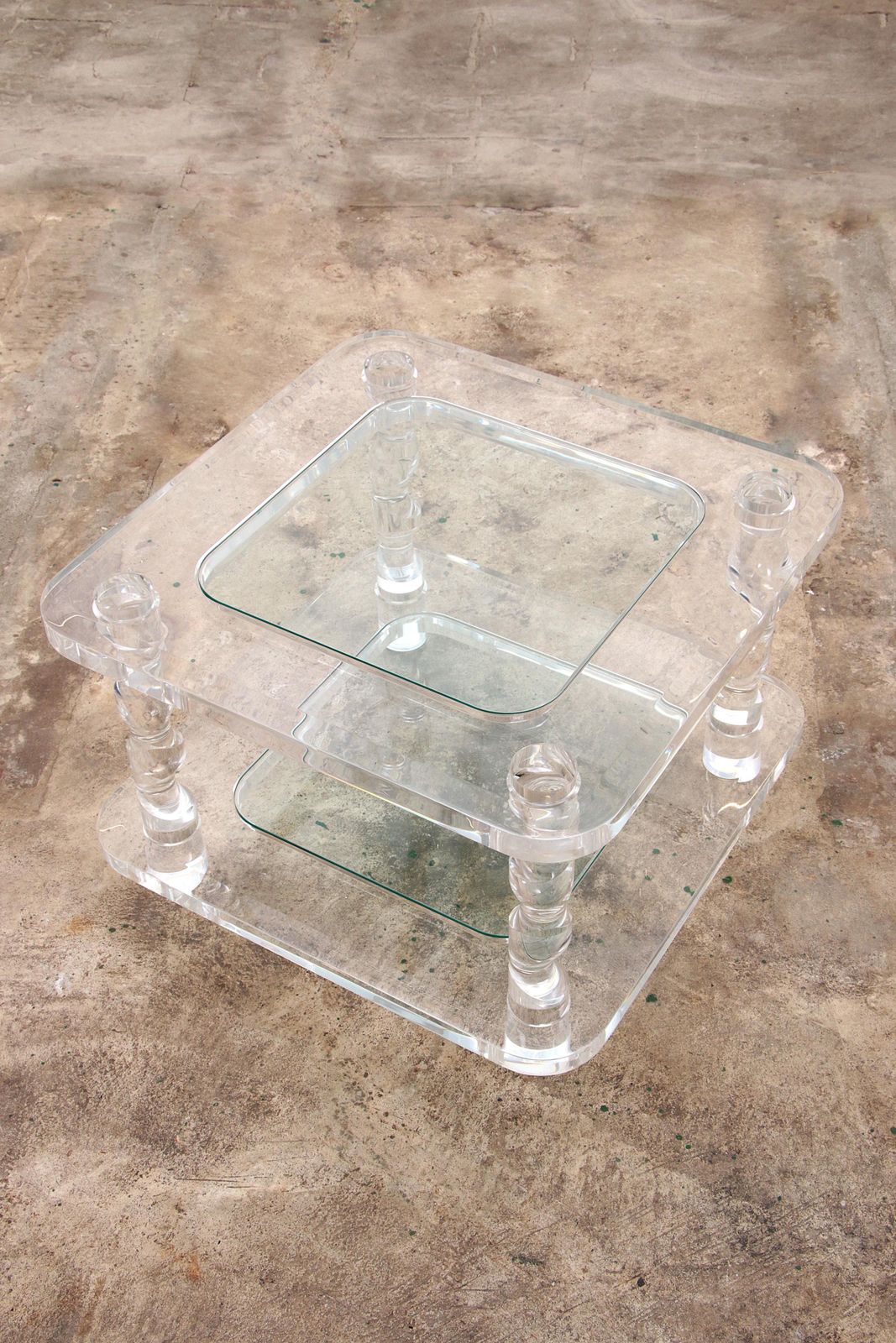 French Coffee Table Lucite And Glass Maison Romeo, 1970s photo 1069.0