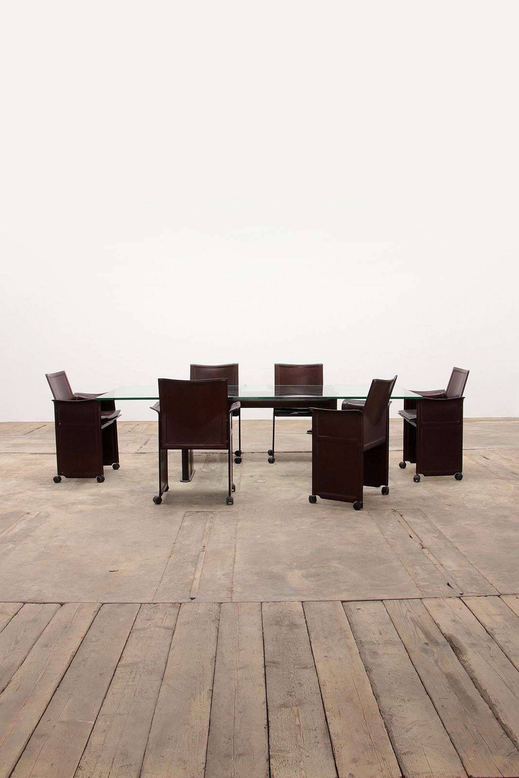 Tito Agnoli For Matteo Grassi Leather Dining Table And Six Chairs photo for sale