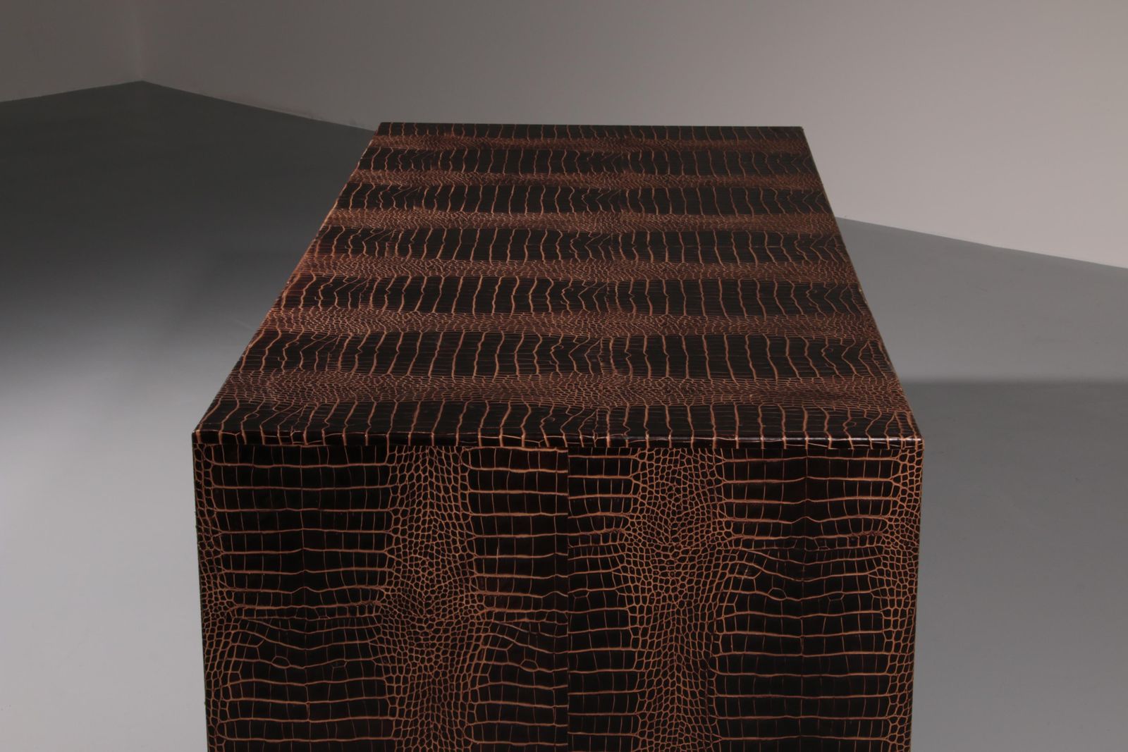 photo for sale Philipp Plein Office Brown Desk In Split Leather With A Crocodile Skin Effect