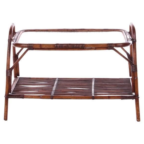 Bamboo Side Table With Warehouse Shelves France, 1960s