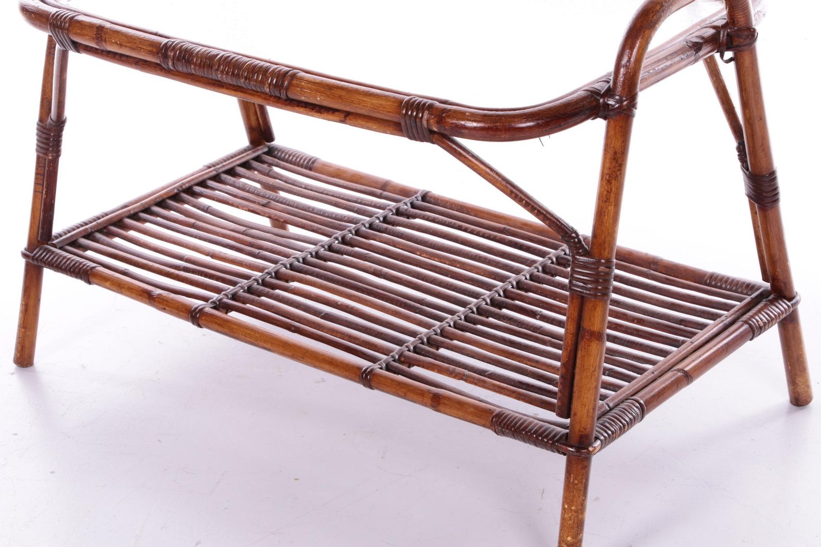 Bamboo Side Table With Warehouse Shelves France, 1960s photo 449.0
