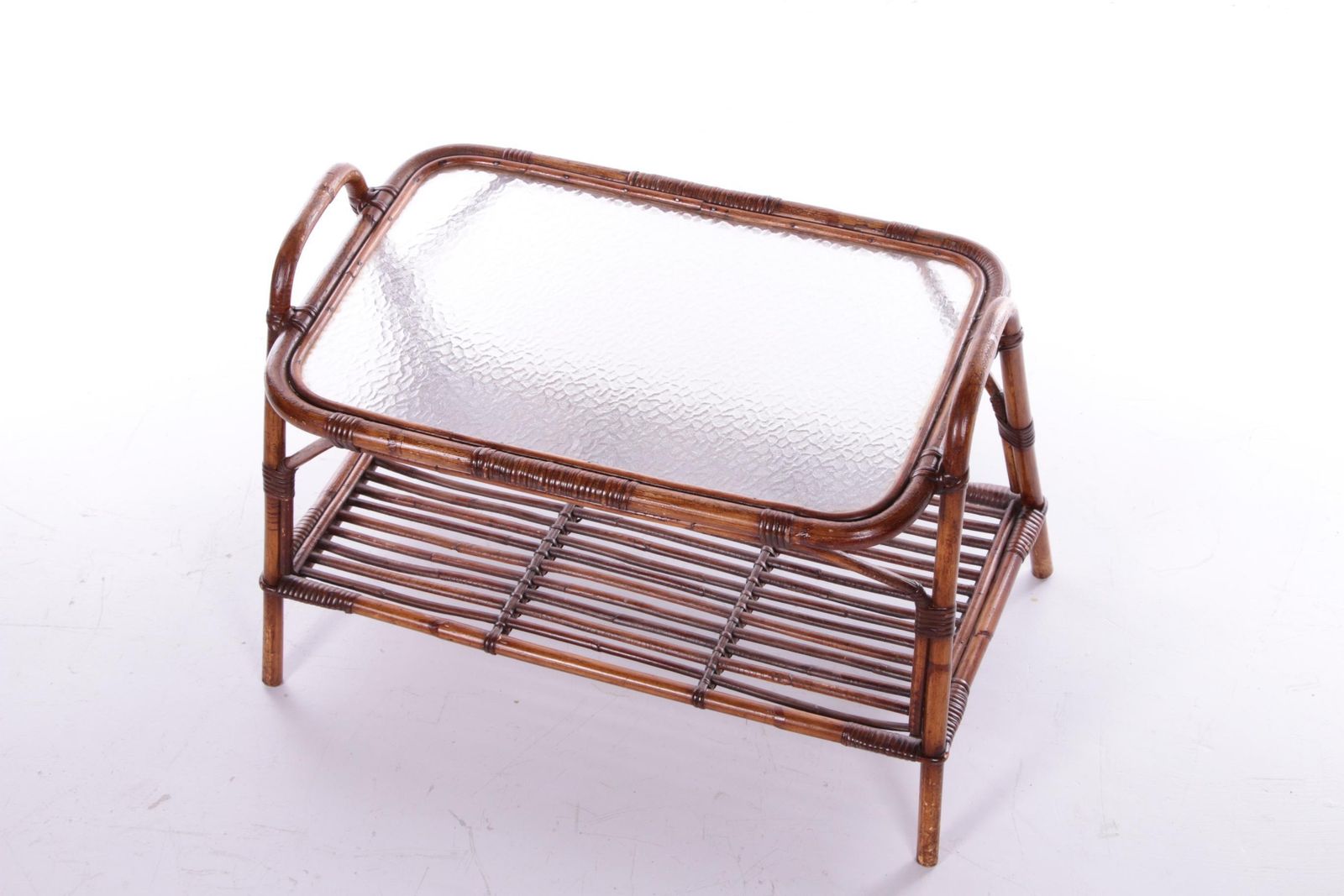 Bamboo Side Table With Warehouse Shelves France, 1960s photo vinterior