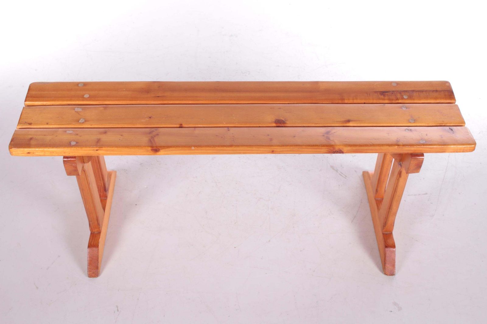 492.0 Vintage Pine Wooden Bench Tough Look From France photo