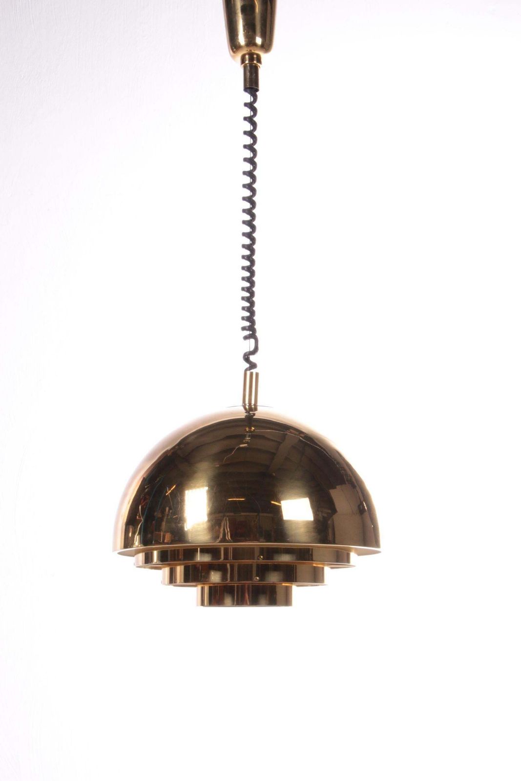 Vintage Brass Hanging Lamp By Vereinigte Werkstatten Collection, 1960 photo for sale
