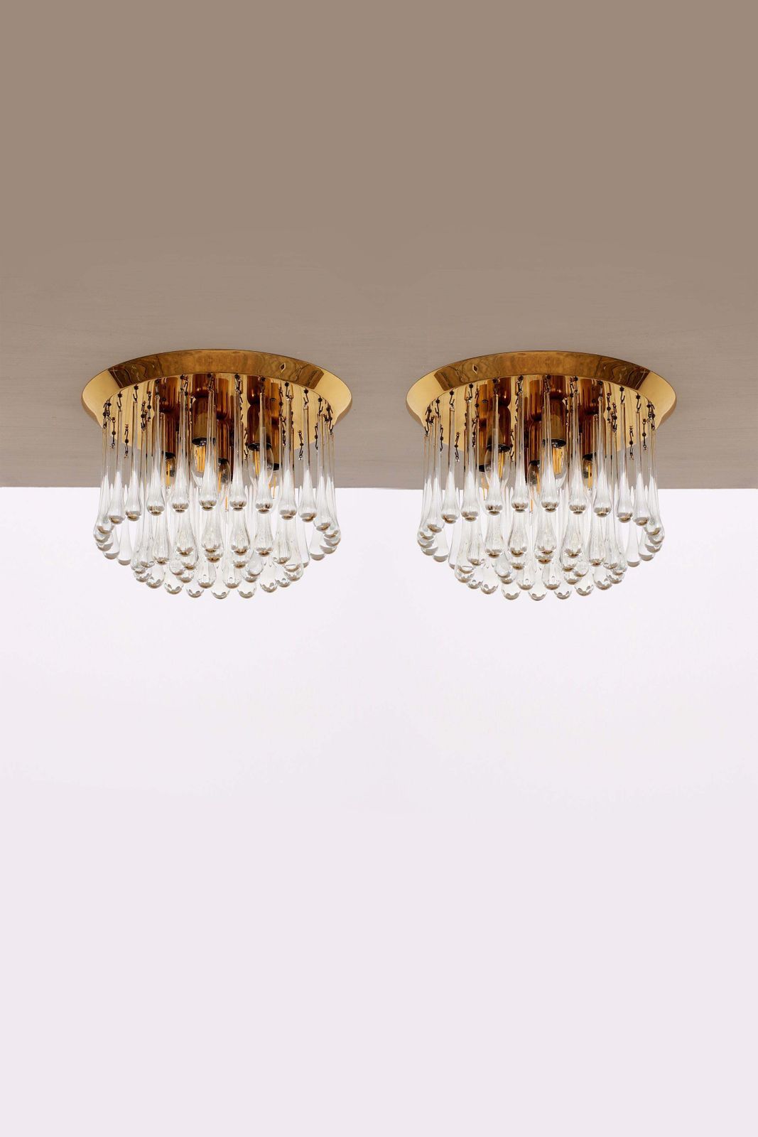Set Of Two J.T. Kalmar Murano Raindrop Hanging Lamps, 1970 Austria photo furniture