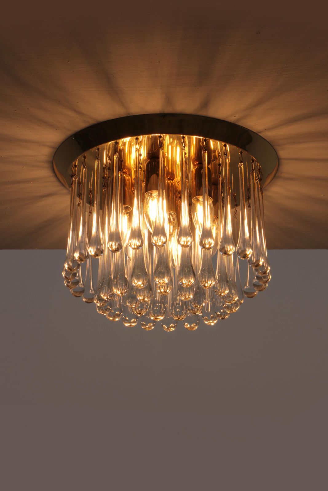 Set Of Two J.T. Kalmar Murano Raindrop Hanging Lamps, 1970 Austria photo Lighting