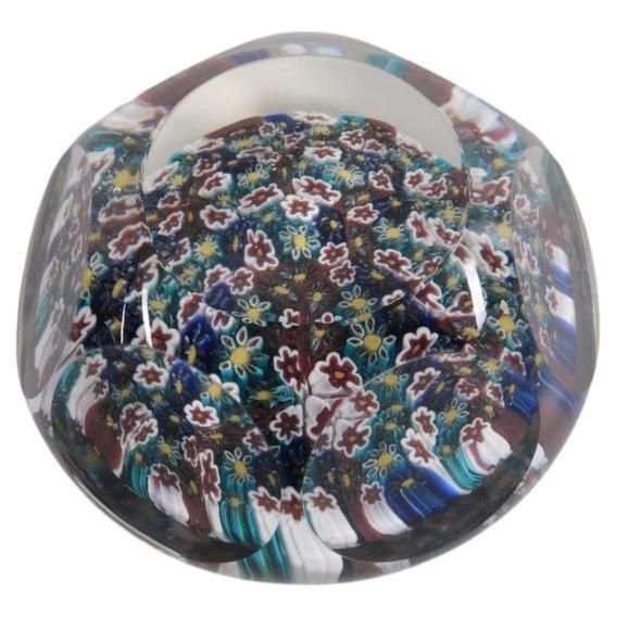 Mille Fleur Murano Paper Weight With Beautiful Flowers