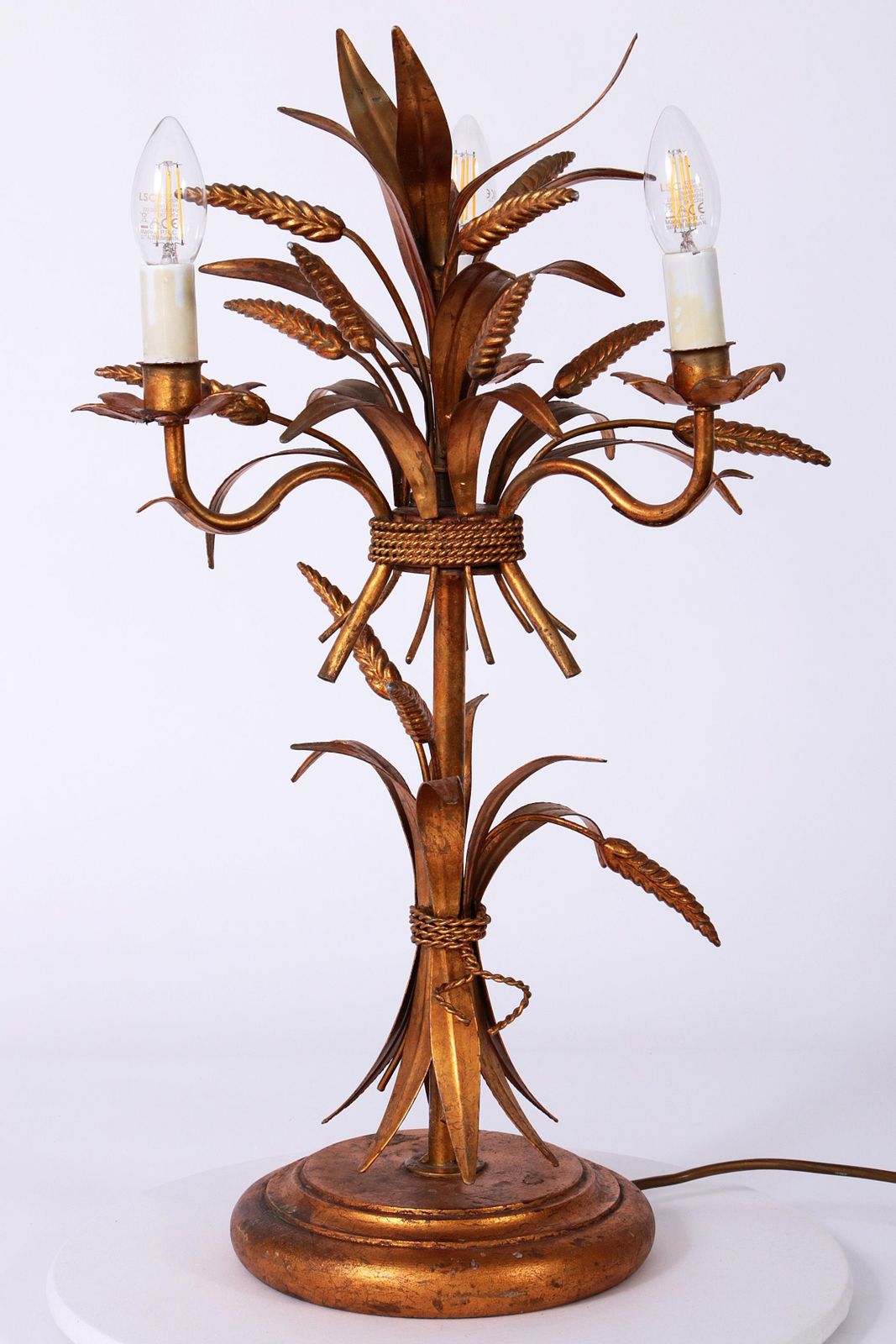 Gilt ‘Sheaf Of Wheat’ Table Light, Florentine Table Lamp By Hans Kögl, 1960s photo for sale