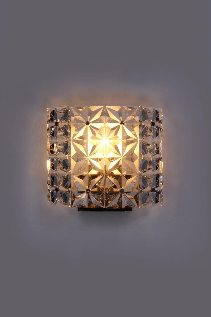 Original 1960s Kinkeldey Crystal Glass Brass Wall Lamp photo furniture