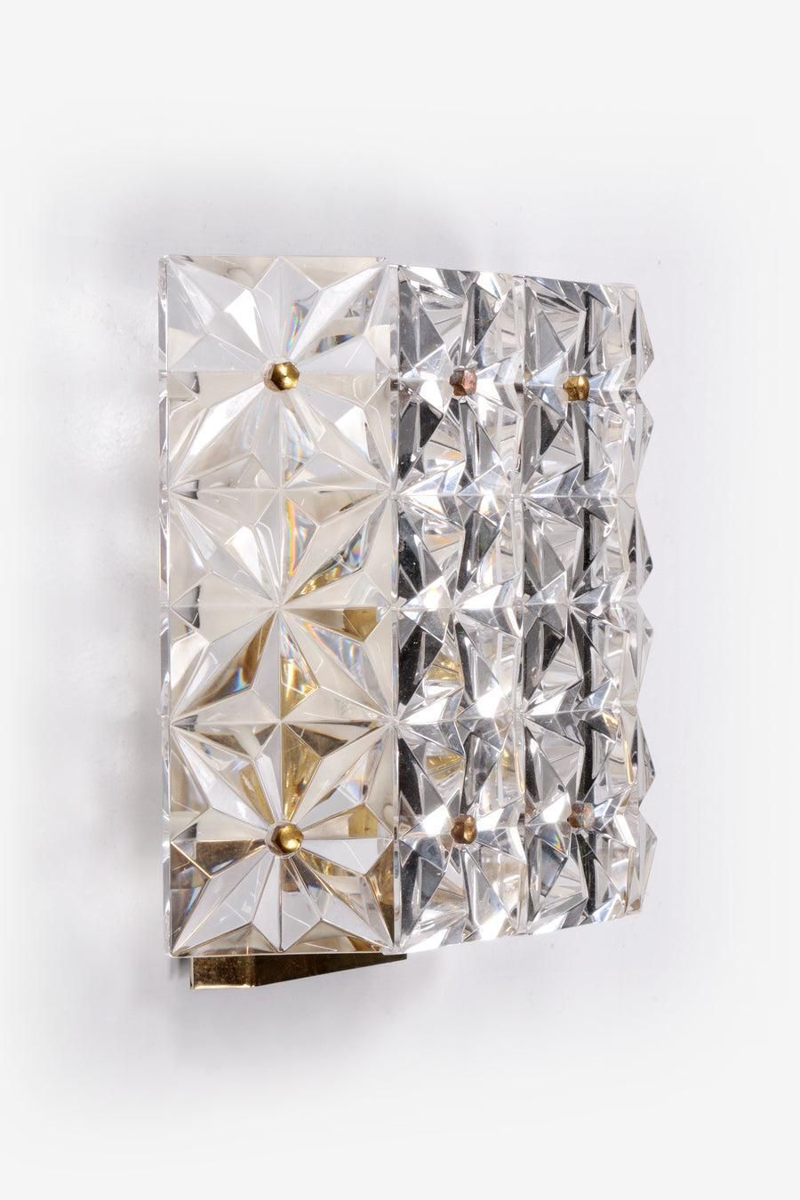 Original 1960s Kinkeldey Crystal Glass Brass Wall Lamp photo for sale
