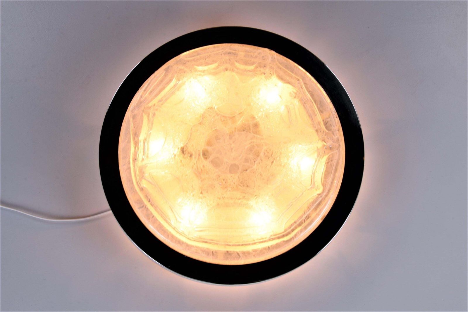 Vintage Ceiling Lamp Doria Leuchten With Ice Glass And Metal, Germany, 1960s photo 594.0