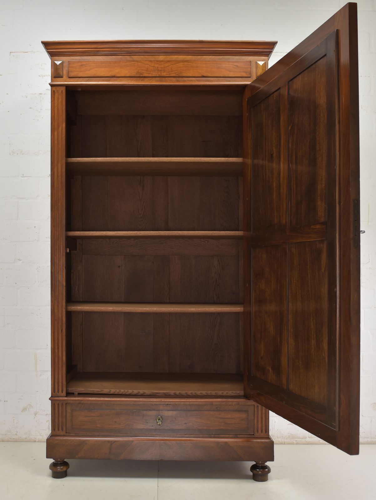 Antique! One Door Wardrobe Restored Wilhelminian Style Walnut Hall Cupboard photo for sale