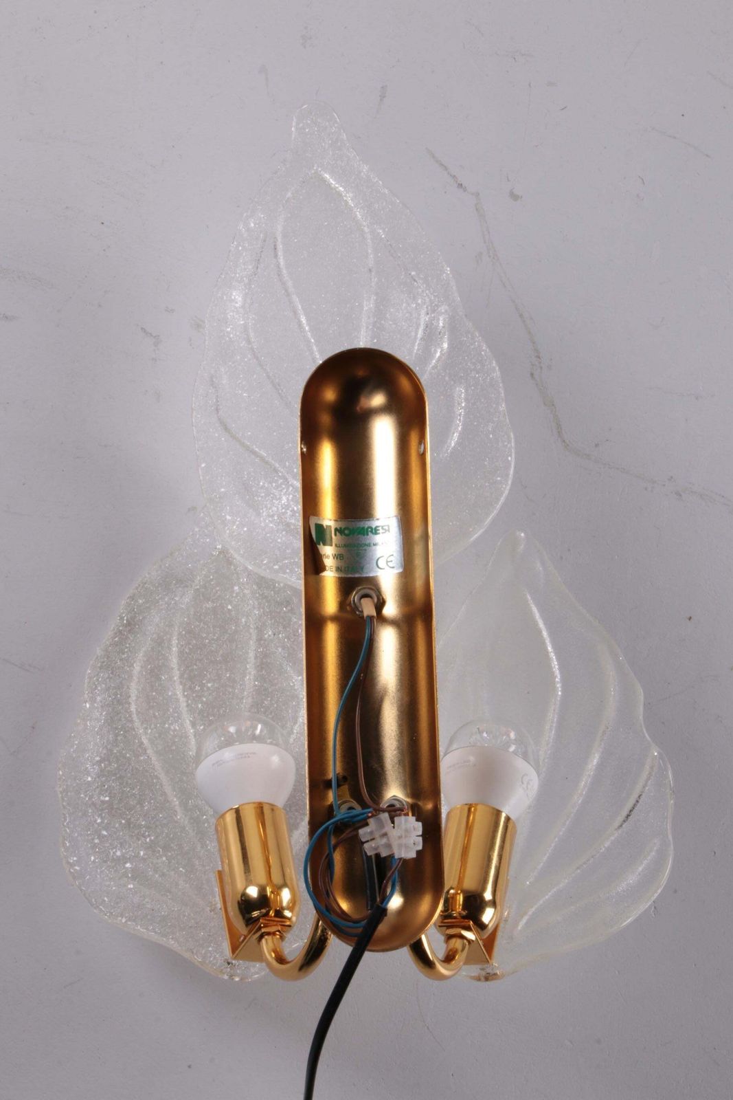 Novaresi Italian Wall Lamp 24 Kt Gold Plated And Murano Glass photo buy