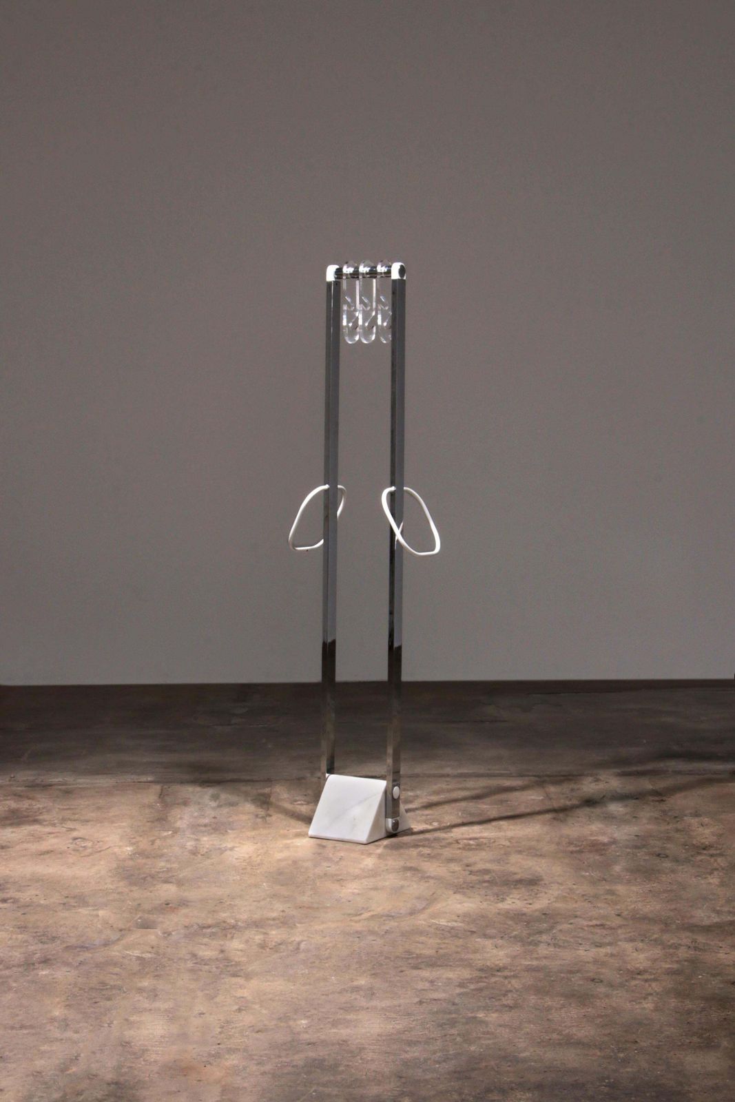 Italian Design Coat Rack With White Marble Base And Chrome Uprights, 1970 photo furniture