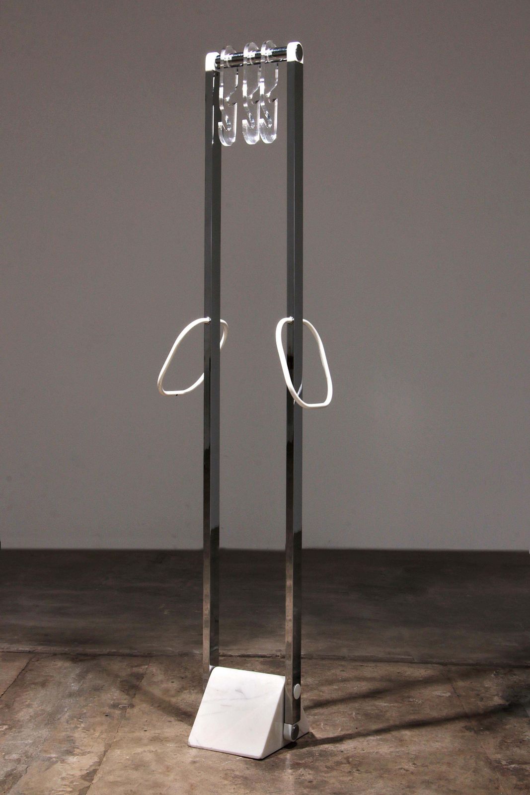 Italian Design Coat Rack With White Marble Base And Chrome Uprights, 1970 photo for sale