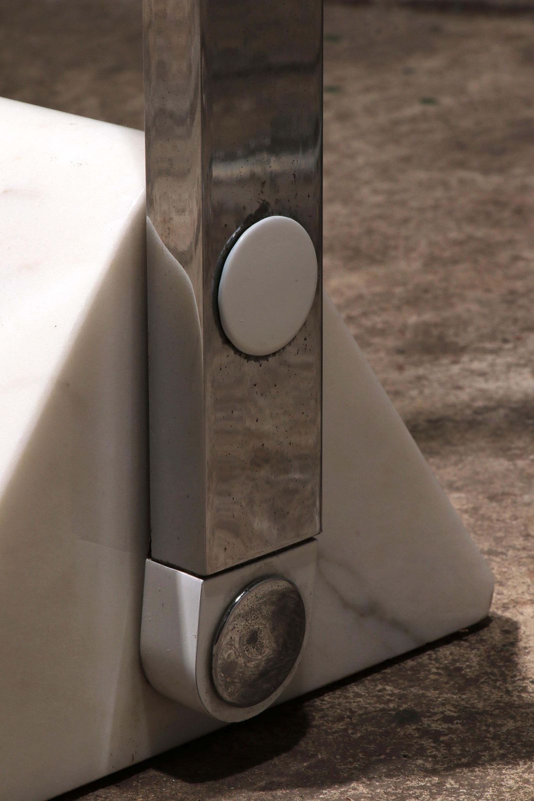 Furniture Italian Design Coat Rack With White Marble Base And Chrome Uprights, 1970 photo